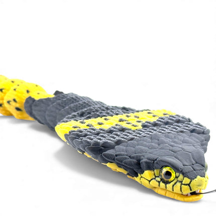 3D Printed Flexible Cobra – Black & Yellow Hooded Pose