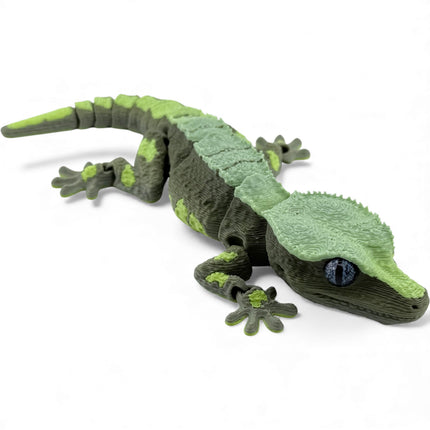3D Printed Crested Gecko with Realistic Glass Eyes – Camouflage Morph