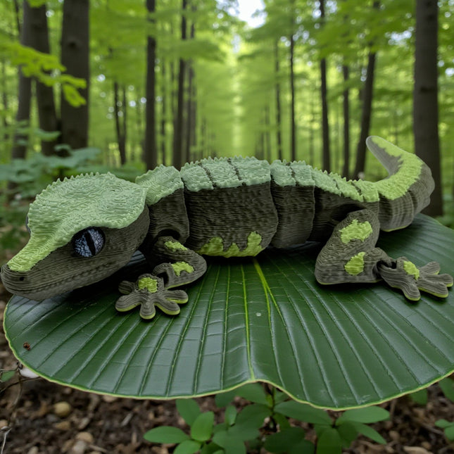 3D Printed Crested Gecko with Realistic Glass Eyes – Camouflage Morph