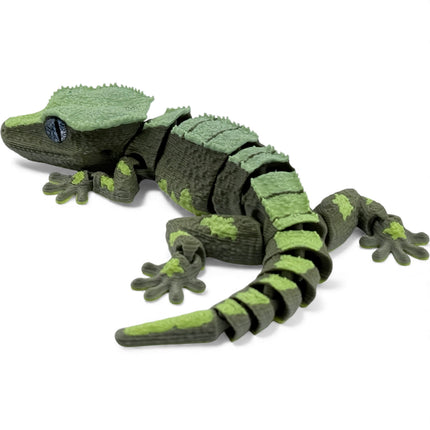 3D Printed Crested Gecko with Realistic Glass Eyes – Camouflage Morph