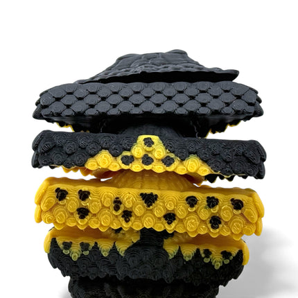 3D Printed Flexible Cobra – Black & Yellow Hooded Pose