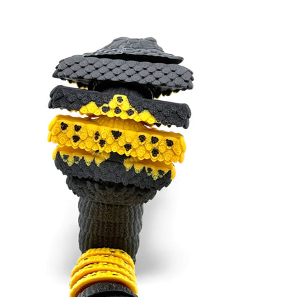 3D Printed Flexible Cobra – Black & Yellow Hooded Pose