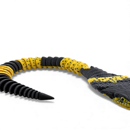 3D Printed Flexible Cobra – Black & Yellow Hooded Pose