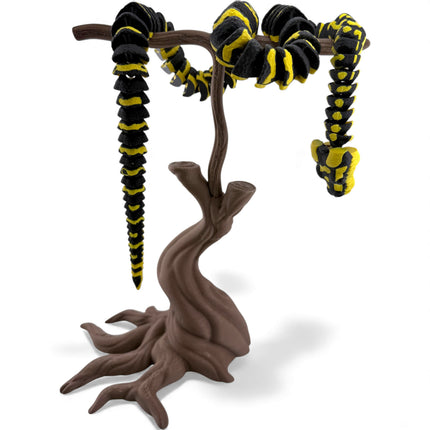 3D Printed Jungle Carpet Python with Realistic Glass Eyes and Wood Display Stand