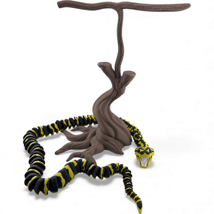 3D Printed Jungle Carpet Python with Realistic Glass Eyes and Wood Display Stand