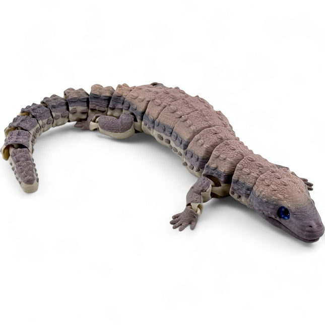 3D Printed Articulated Earless Monitor Lizard – Brown Gradient Variant with Realistic Glass Eyes