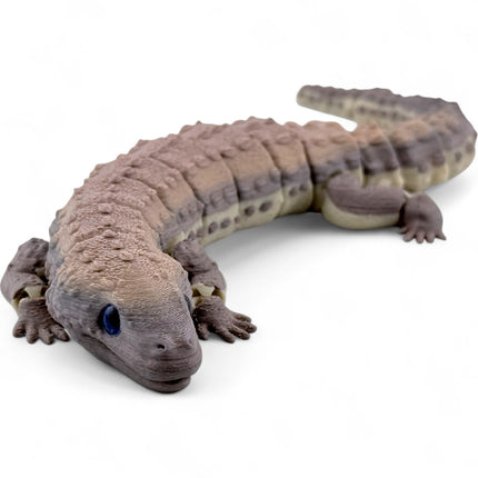 3D Printed Articulated Earless Monitor Lizard – Brown Gradient Variant with Realistic Glass Eyes
