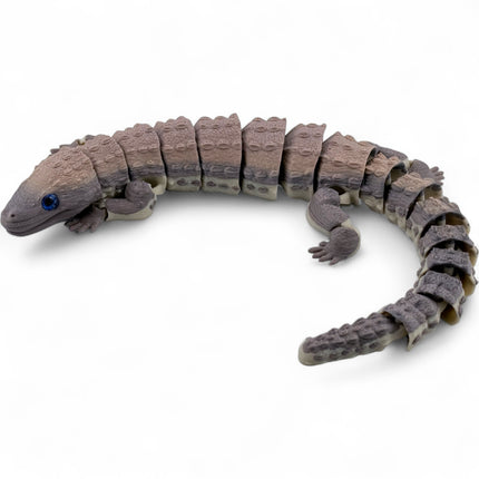 3D Printed Articulated Earless Monitor Lizard – Brown Gradient Variant with Realistic Glass Eyes
