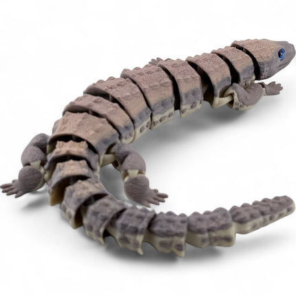 3D Printed Articulated Earless Monitor Lizard – Brown Gradient Variant with Realistic Glass Eyes