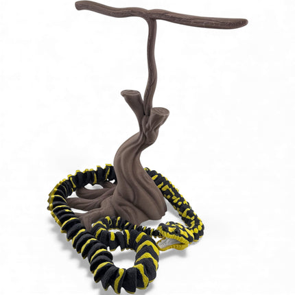 3D Printed Jungle Carpet Python with Realistic Glass Eyes and Wood Display Stand
