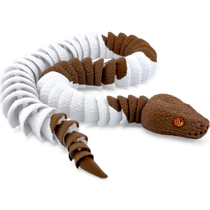3D Printed Brown and White Ball Python with Realistic Glass Eyes – 24 Inches Long