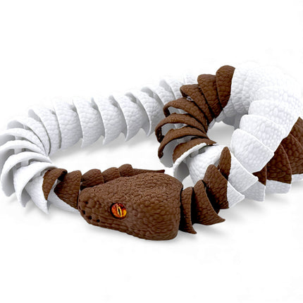 3D Printed Brown and White Ball Python with Realistic Glass Eyes – 24 Inches Long