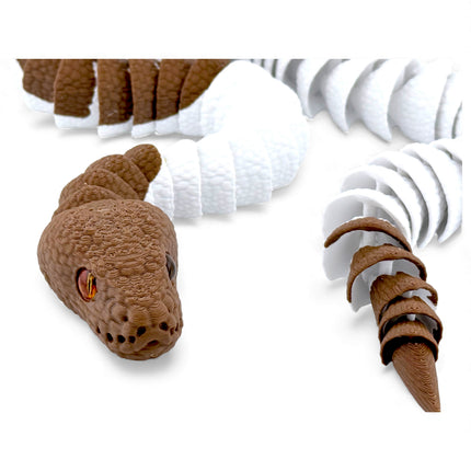 3D Printed Brown and White Ball Python with Realistic Glass Eyes – 24 Inches Long