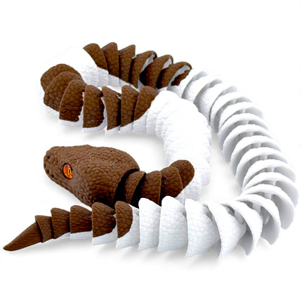 3D Printed Brown and White Ball Python with Realistic Glass Eyes – 24 Inches Long