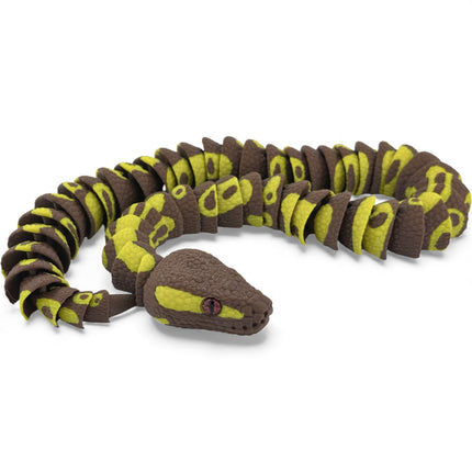 3D Printed Brown and Yellow Ball Python with Realistic Glass Eyes – 24 Inches Long