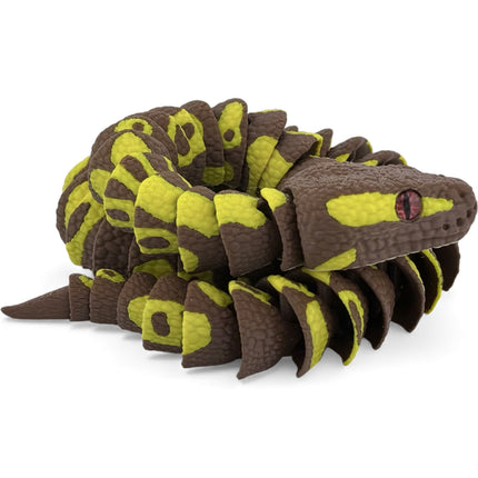 3D Printed Brown and Yellow Ball Python with Realistic Glass Eyes – 24 Inches Long