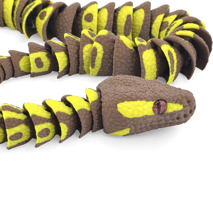 3D Printed Brown and Yellow Ball Python with Realistic Glass Eyes – 24 Inches Long