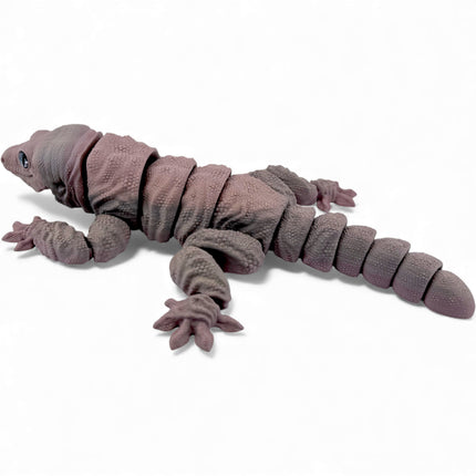 3D Printed Leachie Day Gecko with Realistic Glass Eyes – Natural Brown Gradient (12 Inches Long)