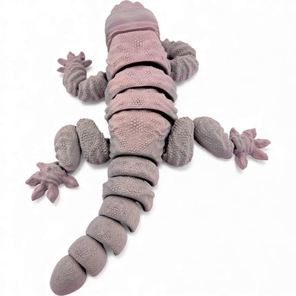 3D Printed Leachie Day Gecko with Realistic Glass Eyes – Natural Brown Gradient (12 Inches Long)