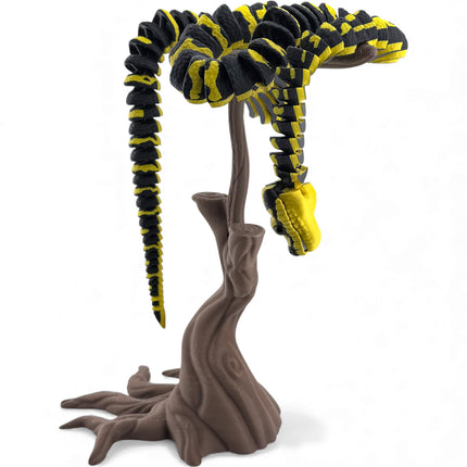 3D Printed Jungle Carpet Python with Realistic Glass Eyes and Wood Display Stand