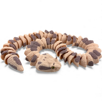 3D Printed Articulated Horned Viper Snake with Realistic Glass Eyes – 23 Inches Long