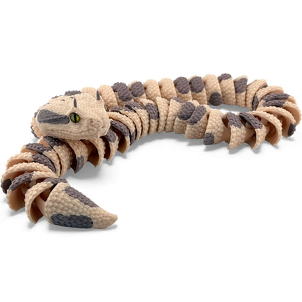 3D Printed Articulated Horned Viper Snake with Realistic Glass Eyes – 23 Inches Long