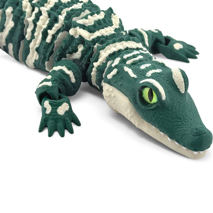 3D Printed Baby Alligator with Realistic Glass Eyes – Dark Green Variant (13 Inches Long)