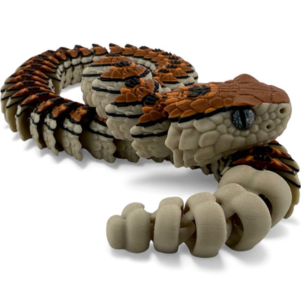 3D Printed Flexible Rattlesnake with Realistic Glass Eyes – 24 Inches Long