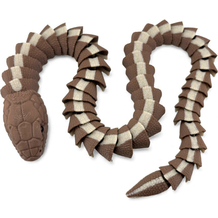 3D Printed Articulated Garter Snake with Realistic Glass Eyes – 25 Inches Long