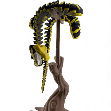 3D Printed Jungle Carpet Python with Realistic Glass Eyes and Wood Display Stand