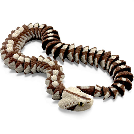 3D Printed Articulated Gaboon Viper with Realistic Glass Eyes