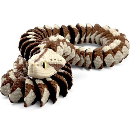 3D Printed Articulated Gaboon Viper with Realistic Glass Eyes