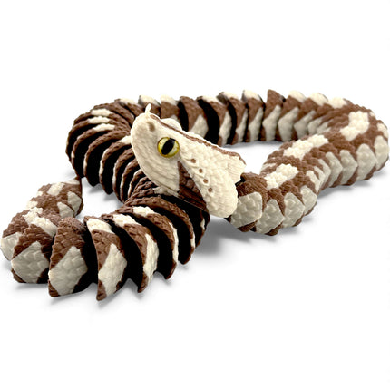 3D Printed Articulated Gaboon Viper with Realistic Glass Eyes