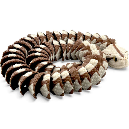 3D Printed Articulated Gaboon Viper with Realistic Glass Eyes