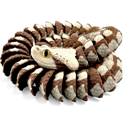 3D Printed Articulated Gaboon Viper with Realistic Glass Eyes