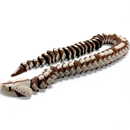 3D Printed Articulated Gaboon Viper with Realistic Glass Eyes