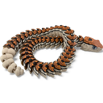 3D Printed Flexible Rattlesnake with Realistic Glass Eyes – 24 Inches Long