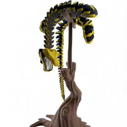 3D Printed Jungle Carpet Python with Realistic Glass Eyes and Wood Display Stand