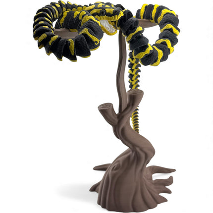 3D Printed Jungle Carpet Python with Realistic Glass Eyes and Wood Display Stand