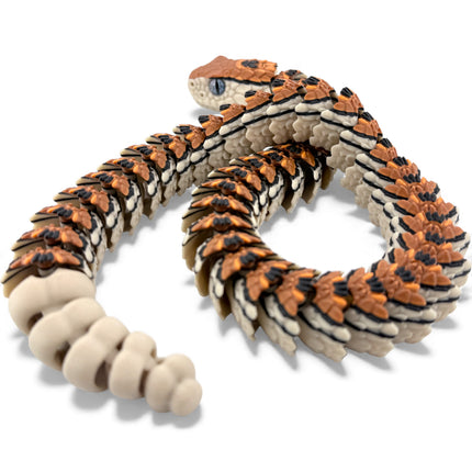 3D Printed Flexible Rattlesnake with Realistic Glass Eyes – 24 Inches Long