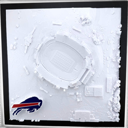 Tidal 3D Printed Buffalo Bills Highmark Stadium 3D topographical wall art in a black frame
