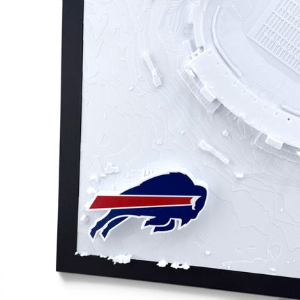 Tidal 3D Printed Buffalo Bills Highmark Stadium 3D topographical wall art in a dark brown frame