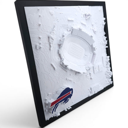Tidal 3D Printed Buffalo Bills Highmark Stadium 3D topographical wall art in a natural wood frame