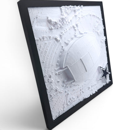 Tidal 3D Printed Dallas Cowboys AT&T Stadium 3D topographical wall art in a natural wood frame