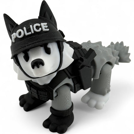3D Printed Police Dog Figurine, Detachable Pistols, Realistic Design, Durable USA-Made Display Piece