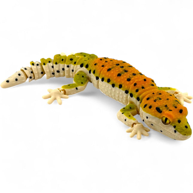 3D Printed Leopard Gecko: Glass Eyes, Reinforced Joints, USA Made