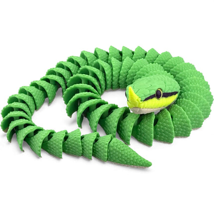 3D Printed Articulated Rhinoceros Ratsnake with Realistic Glass Eyes – 27 Inches Long
