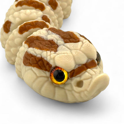 3D Printed Hognose Snake Sculpture: Glass Eyes, Lifelike Reptile Decor