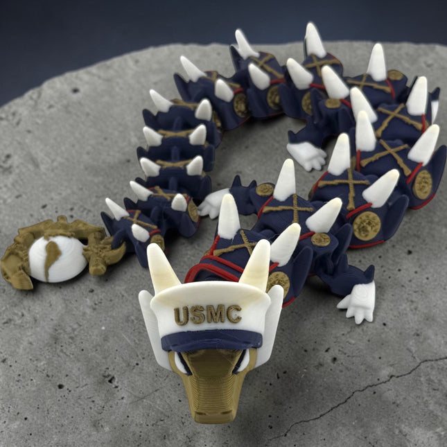 USMC Marine Corps 3D Printed Dragon Statue - Military Collectible Decor, Unique Gift for Marines & Dragon Lovers