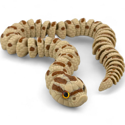 3D Printed Hognose Snake Sculpture: Glass Eyes, Lifelike Reptile Decor